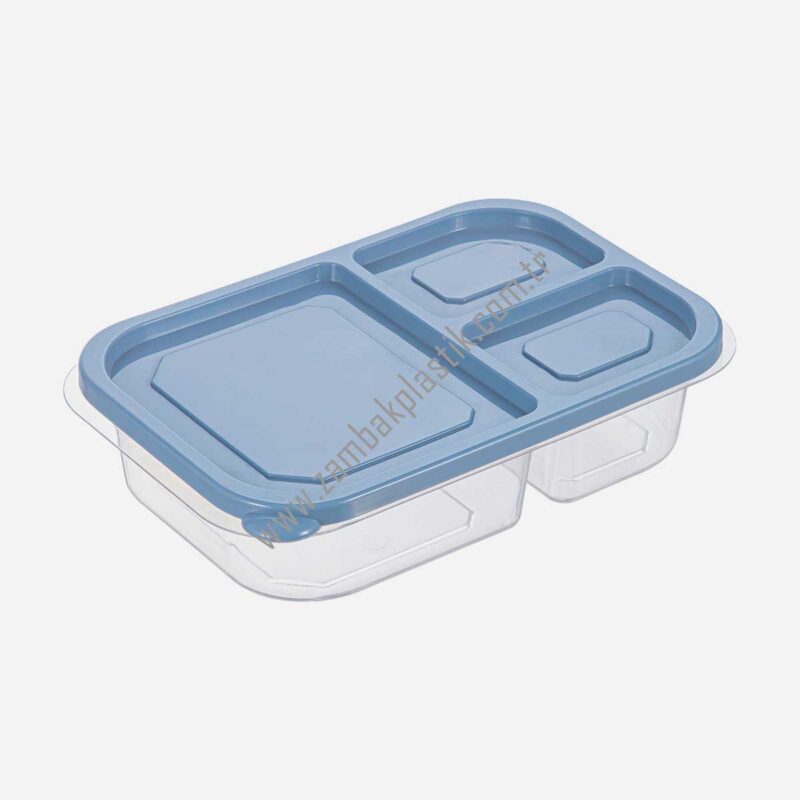 Dikdörtgen 3 Bölmeli Saklama Kabı